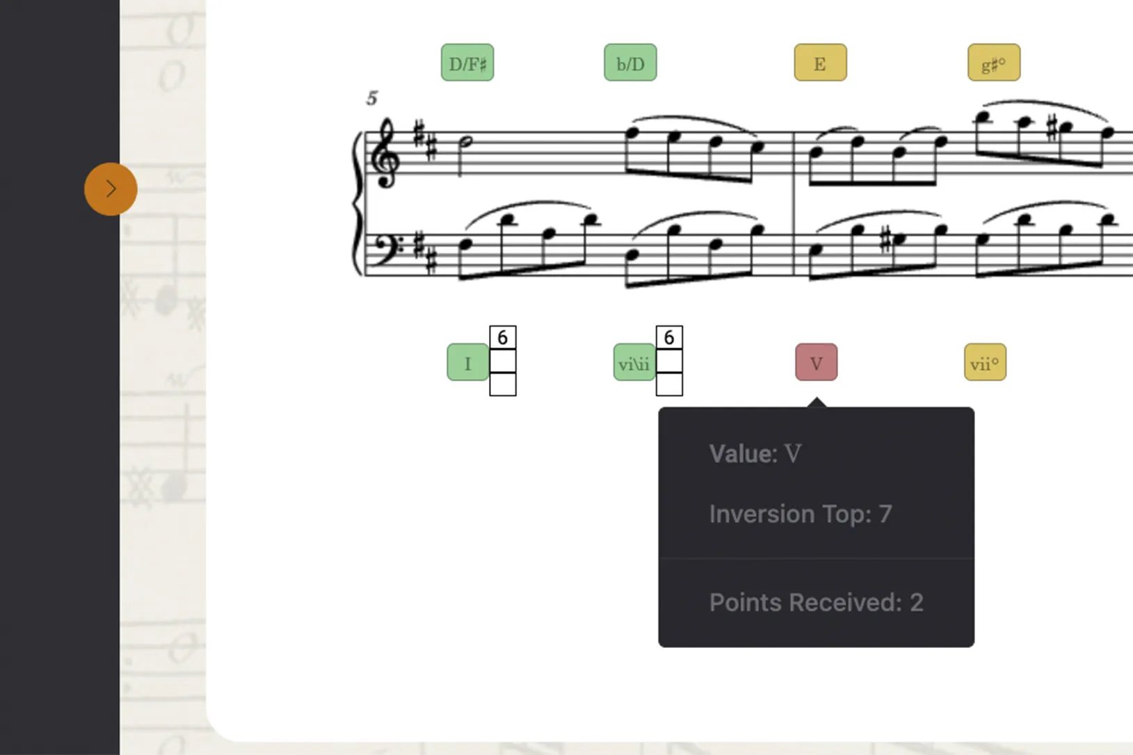Rameau grading popover